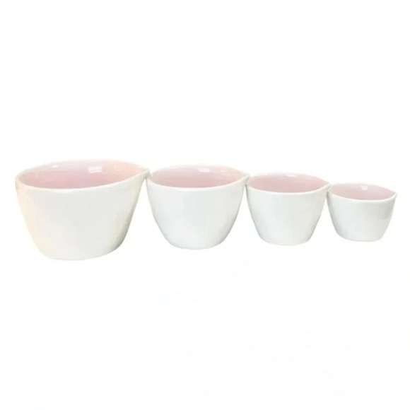 NEW PINK interior Rae Dunn adorable ceramic stacking Measuring Cups - HTF - Picture 7 of 10